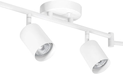 Globe Electric 64000122 47" 6-Light Foldable Track Lighting, Matte White, Cylindrical Shades, Adjustable Pivoting Heads, Modern Ceiling Light Fixture for Kitchen Island, Hallway, or Dining Room