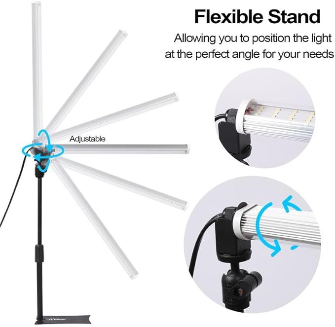 Standing LED Grow Light，Adjustable T12 Bar Plant Light, White 6500K Full Spectrum Plant Grow Lamp on Stand for Indoor Plants Seed Starting, Seedlings, Veg, Flower