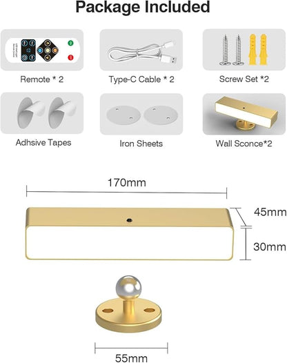iThird Gold Battery Operated Wall Sconce Lights