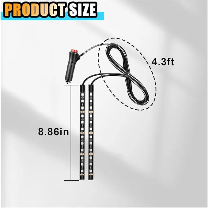 Universal Car LED Strip Light, Cigarette Lighter Auto Interior Decorative Lamp, 12V Under Dash Ambient Night Light, 24 LEDs RGB Neon Interior Atmosphere Lights for Car SUV (Blue, Cigar Lighter)
