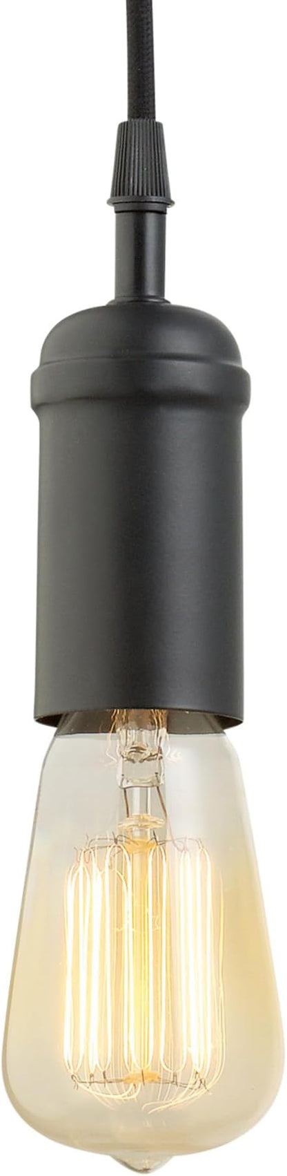 Globe Electric 64906 1-Light Pendant, Matte Black, Black Woven Fabric Cord, E26 Base Socket, Kitchen Island, Café, Decorative, Ceiling Hanging Light Fixture, Modern, Vintage, Bulb Not Included