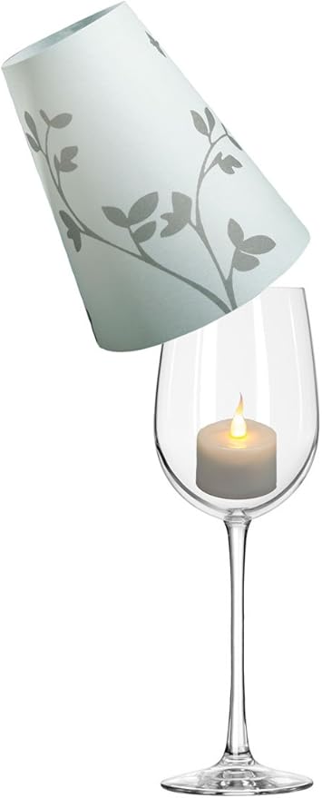 Royal Designs Vellum Tea Light Paper Wine Glass Lampshade, Flower Sprout Silhouette, Set of 20, Gray Sprout (TLS-1015-20)