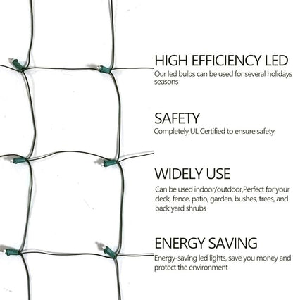 HISHINY LED Blue Christmas Net Lights Outdoor Christmas Decorations 5ftx5ft 100LED Green Wire,Connectable Outdoor Indoor Yard Mesh Shrub Net Lights String for Halloween Chritmas Party,Tree,Bush(Blue)