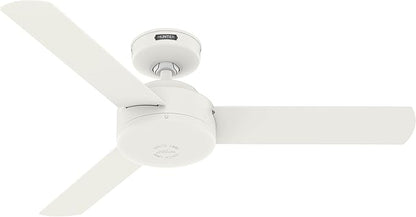 Hunter 44 inch Indoor Ceiling Fan No Light - White Modern Ceiling Fan without Light, 3 Blades, Standard Mount, For Bedroom, Living Room, or Kitchen, Wall Control - Presto 51848, Matte White