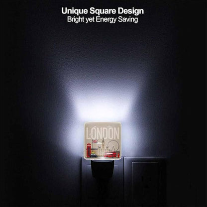 London Night Light Landmark City Bus Station 0.5W Night Lights Auto LED Lamp Energy Saving Square Lights for Room Bedroom Bathroom