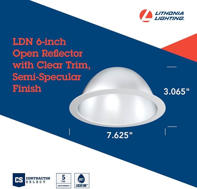 Juno Lighting LO6AR LSS Trim LED Commercial Downlight Trim Semi-Specular Finish, Clear, 6-Inch