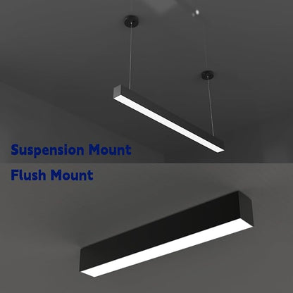 4FT LED Linear Light Fixture, 4CCT 50W 3500K/4000K/5000K/6500K CCT Selectable, Dimmable Architectural LED Suspension Commercial Shop Lighting Fixture for Office, ETL Listed, 4 Pack