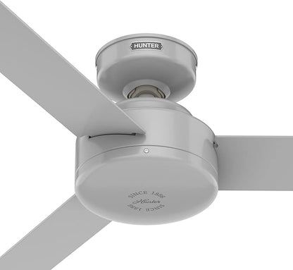 Hunter 52 inch Indoor Ceiling Fan No Light - Modern Ceiling Fan without Light, 3 Blades, Standard Mount, For Bedroom, Living Room, or Kitchen, Wall Control - Presto 52383, Dove Grey