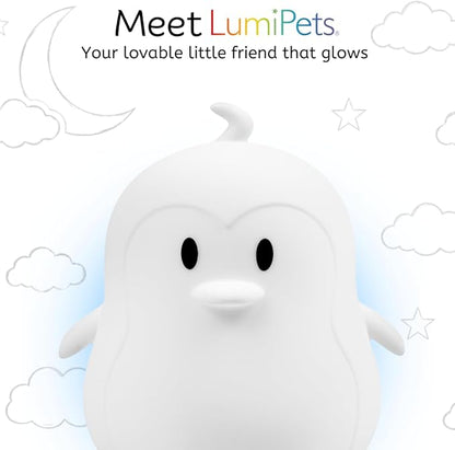 Lumipets Remote Control Silicone Night Light for Kids - Penguin Design with 9 Soft Colors & Sleep Timer - Rechargeable, Battery-Operated Lamp for Bedroom | Baby Nursery, Toddler, Girls, Boys
