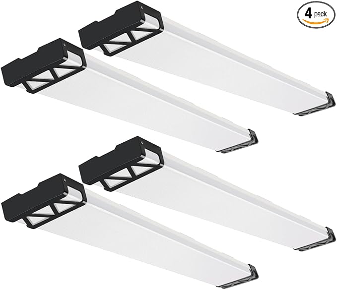 DAKASON 4FT LED Shop Lights for Garage Ceiling with Night Lighting, 48in LED Wraparound Light 75/65/55W 3/4/5000K Selectable, LED Ceiling Light Surface Mount for Office Workshop 4Pack
