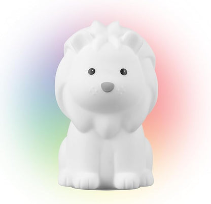 Globe Electric 13849 Multicolor Changing LED Integrated Rechargeable Silicone Night Light, Lion, Tap Button Switch, White, Modern Lighting for Bedroom, Nursery, Playroom, Nightstand