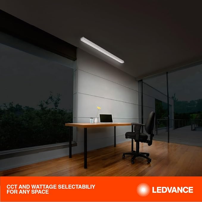 LEDVANCE 4-Ft Dual Selectable Wrap FVL LED Luminaire, 30/40/50W, 3500/4000/5000K, 4260/5640/7000 LMS, Dimmable, Mounting Accessories Included - 1 Pack (64116)