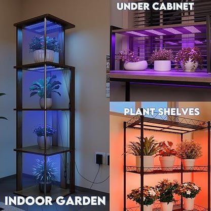 Under Cabinet Grow Light, LED Grow Lights for Indoor Plants Full Spectrum, Plants Light for Shelves with Auto Timer 3/9/12H, 616LEDs Ultra-Thin Grow Lights Panel for Seed Starting, Flowers, Veg, 4Pack