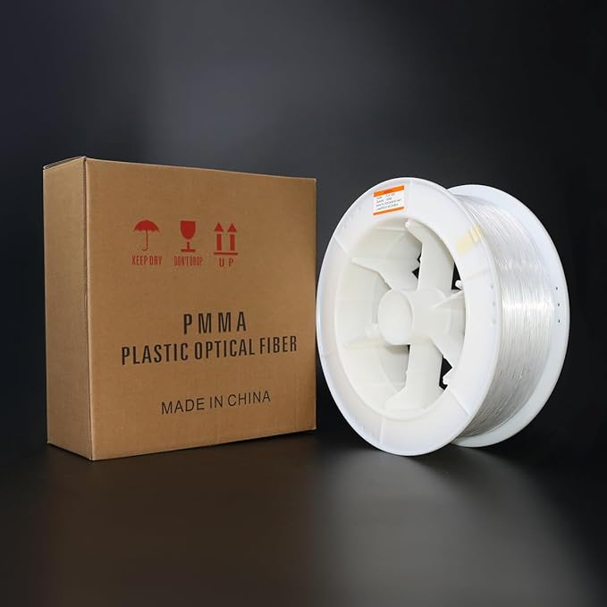 AZIMOM PMMA 0.04in(1mm) 4921ft(1500Meter) Plastic End Glow Fiber Optic Roll Cable for Fiber Optic Starlight Kits Project Twinkle Star Sky Ceiling Headliner Decor