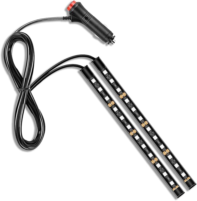 Car LED Strip Light, 24 LED RGB Auto Under Dash Interior Atmosphere Lights, 12V Ambient Night Light, Auto Interior Decorative Lamp, Universal Car Accessories (Green, Cigarette Adapter)