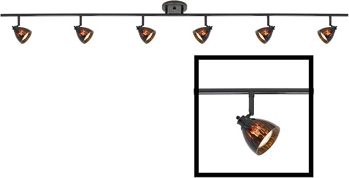 6-Light Fixed Track Lighting Kit Dark Bronze Finished Brown Glass Shades D168-66-DB-BRNS