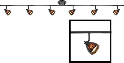 6-Light Fixed Track Lighting Kit Dark Bronze Finished Brown Glass Shades D168-66-DB-BRNS