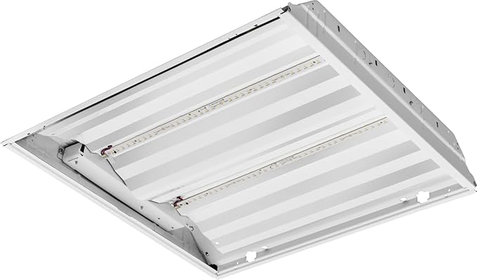 Lithonia Lighting 2x2 Lensed LED Troffer Light, Recessed LED Drop in Ceiling Light with Prismatic Lens for Grid Ceilings, 120 Volt, 4000K Cool White