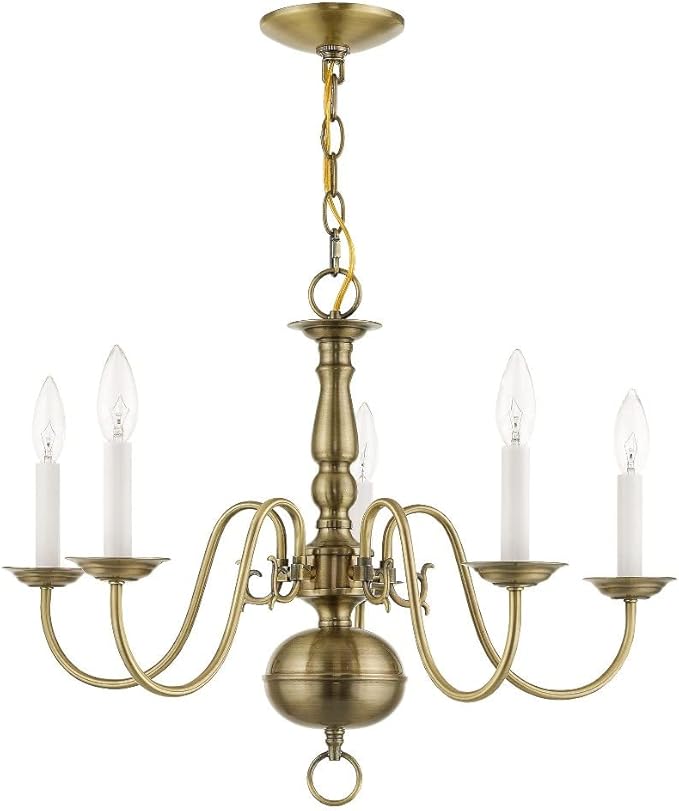 Livex Lighting 5005-91 Williamsburgh Chandelier With No Shades, 18" x 24" x 18", Brushed Nickel