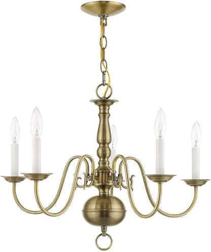 Livex Lighting 5005-91 Williamsburgh Chandelier With No Shades, 18" x 24" x 18", Brushed Nickel