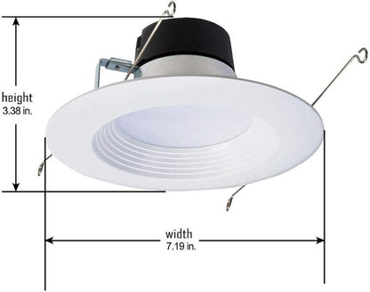 HALO LT 5 in / 6 in LED Recessed Lights Retrofit Can Light Fixtures 6 Pack 3000K Warm White 600 Lumens Wet Location Dimmable Ceiling Downlights with Baffle White Trim