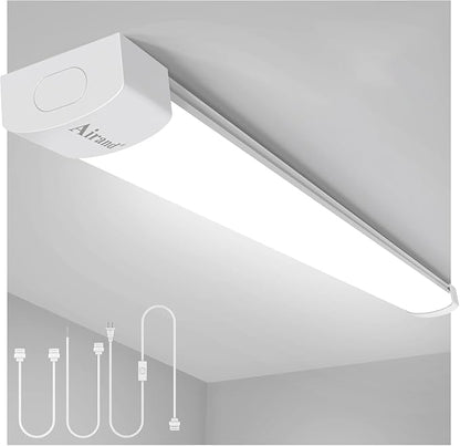 Airand LED Shop Light Fixture 4FT Plug in Ceiling Lights Linkable LED Tube Light 5000K Plug in Light Fixture for Bathroom Garage Overhead with ON/Off Switch
