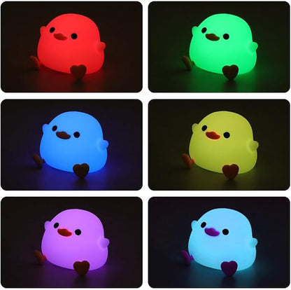 IFTHFOUR DoDo Duck Night Light, LED Cute Silicone Dimmable Nursery Lamp, Touch Sensor Lamp, RGB & Warm White Light for Kids, Bedrooms, Dorm Decor, and Gift Ideas(Battery)