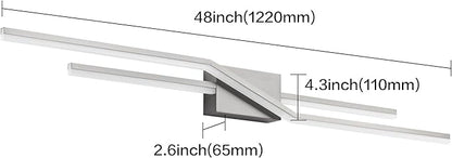 SOLFART Bathroom Vanity Lights Over Mirror 48 Inch Modern Brushed Nickel LED Bathroom Lights Dimmable Wall Light
