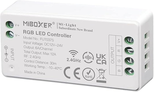 LGIDTECH FUT037S RGB Color LED Strip Light Controller,Input DC 12-24V,Output Max 12A