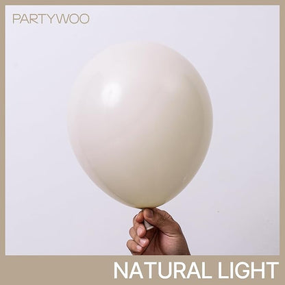 PartyWoo White Sand Balloons 145pcs Different Sizes of 18 12 10 5 Inch Off White Beige Cream Ivory Boho Neutral Balloon Arch Kit Garland for Wedding Baby Shower Birthday Party Decorations White-F12