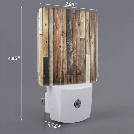 Old Wooden Planks Night Light Brown Vintage Style LED Night Lights Plug into Wall for Stairway Hallway Bedroom 0.5W Nightlight
