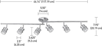 Globe Electric 59355 Kearney 6-Light Foldable Track Lighting, Brushed Nickel Finish, White Glass Shades