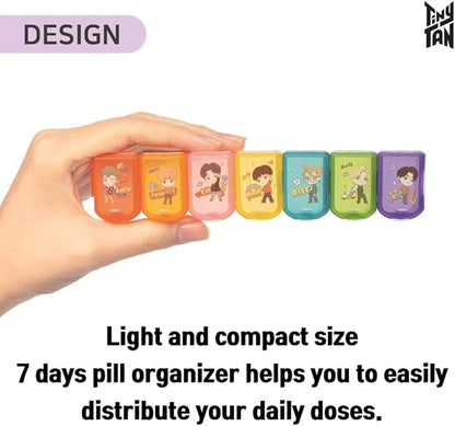 BTS Merchandise Official Licensed Kpop Merch - TinyTAN Character Daily Portable Detachable Pill Organizer Dispenser Vitamin Case Medicine Box (Dynamite)