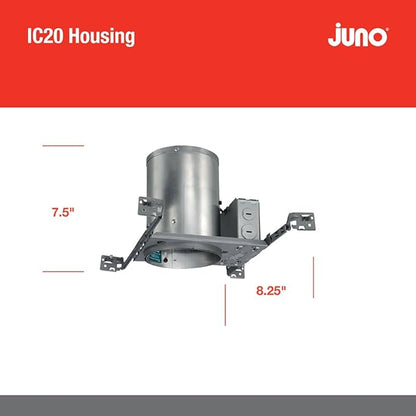 Juno 5 Inch Incandescent Ceiling Light Housing for New Construction, IC Rated Recessed Light, Adjustable Bar Hangers, Damp Location UL Listed Can Lighting, Includes Push-in Electrical Connectors