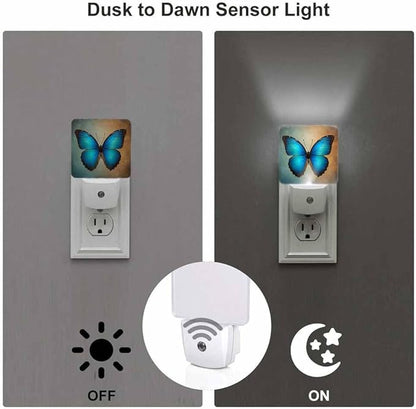 Butterfly Night Light Blue Butterfly 0.5W Night Lights Auto LED Lamp Energy Saving Square Lights for Room Bedroom Bathroom