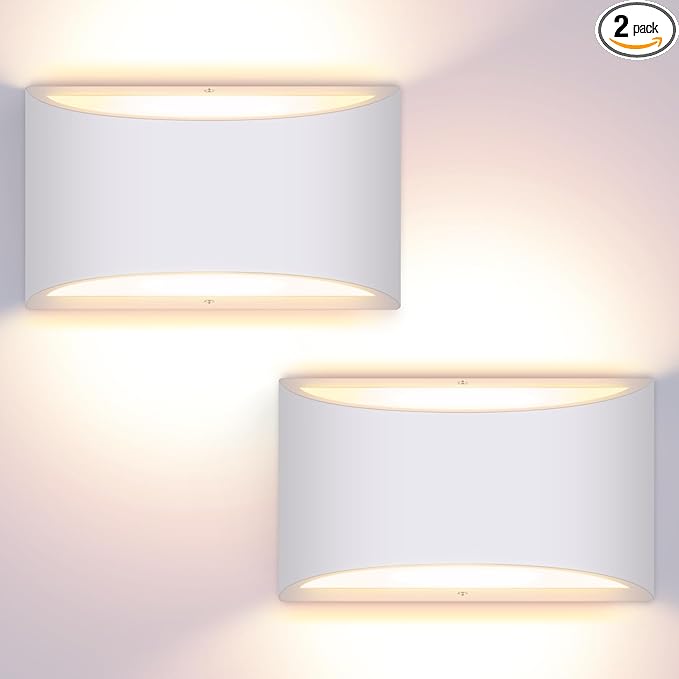 Aluminum Modern LED Wall Sconce Hardwired Indoor Wall Lights Set of 2 Up and Down Wall Mount Light for Bedroom Living Room Bathroom Hallway Entryway Stairwell Warm White 3000K(with G9 Bulbs)