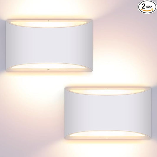 Aluminum Modern LED Wall Sconce Hardwired Indoor Wall Lights Set of 2 Up and Down Wall Mount Light for Bedroom Living Room Bathroom Hallway Entryway Stairwell Warm White 3000K(with G9 Bulbs)