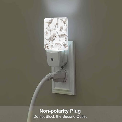 Dinosaurs Night Lights Plug into Wall Bone Fossils Mammoth Stegosaurus Night Light with Dusk to Dawn Sensor for Home Bedroom Bathroom Living Room 0.5W Sleep-Friendly