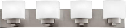 Design House 578013 Dove Creek Vanity Light Dimmable with Frosted Glass for Above Bathroom Mirror, Satin Nickel, 4-Light