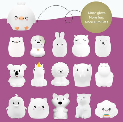 Lumipets Clara the Chick Squishy Silicone Night Light for Kids | Cute Night Light with Remote & Touch Control for Baby & Toddler Bedrooms | Color Changing Portable Animal Nightlight | Soft Mood Lamp