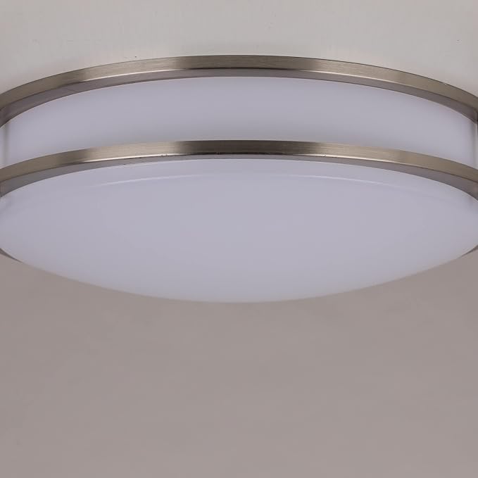 Ripon 14.5 Inch Integrated LED Ceiling Light, Dimmable, Satin Nickel, for Bedroom, Kitchen, Bathroom – Design House, 578641