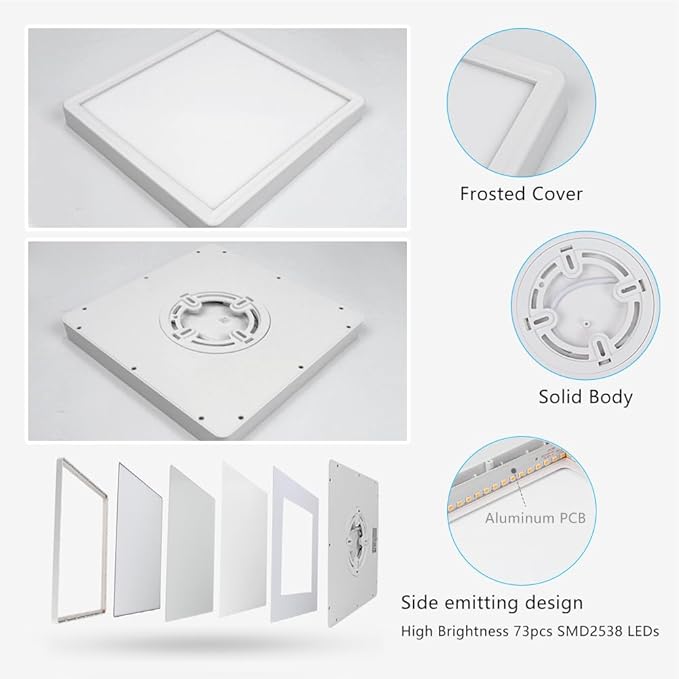 9Inch 18W Square LED Ceiling Light Fixtures Flush Mount, 4000K Natural White LED Ceiling Lamp, Surface Mount Modern Ceiling Lights, Slim Flat Panel Lighting for Bedroom, Kitchen, Bathroom Etc.