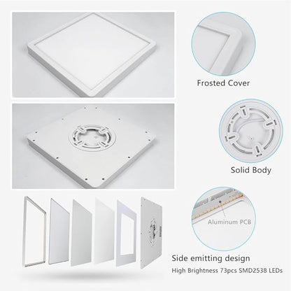 9Inch 18W Square LED Ceiling Light Fixtures Flush Mount, 4000K Natural White LED Ceiling Lamp, Surface Mount Modern Ceiling Lights, Slim Flat Panel Lighting for Bedroom, Kitchen, Bathroom Etc.