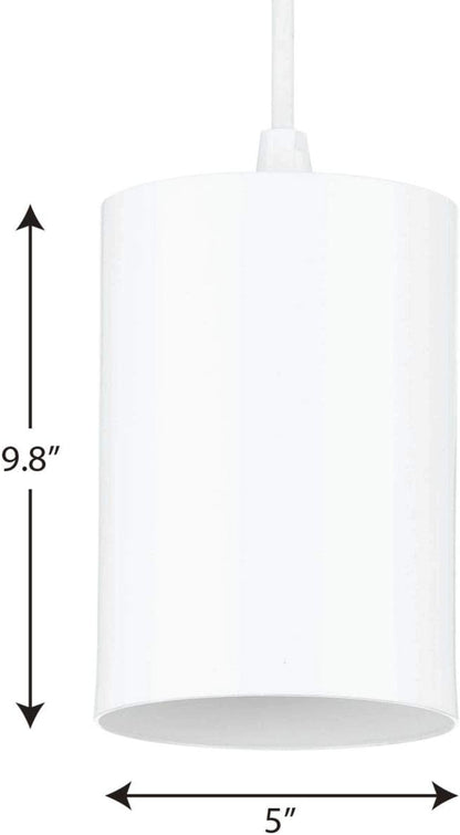 Progress Lighting Cylinder Collection 5-Inch 1-Light White Modern Outdoor Hanging Pendant Light