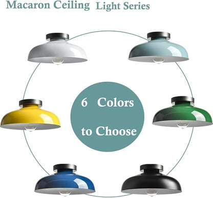 DIRYZON Modern Ceiling Light Industrial Semi Flush Mount Ceiling Light with 12-Inch White Metal Barn Shade