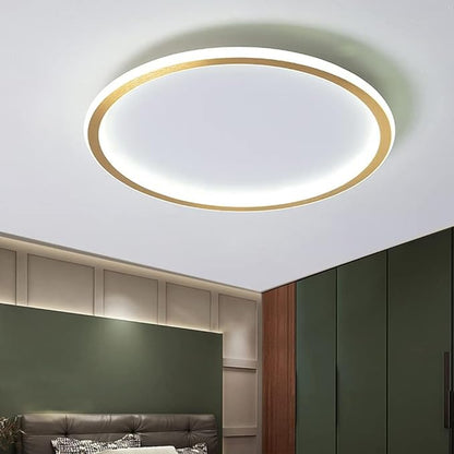 Dimmable LED Ceiling Light Fixture Flush Mount,16 inch Modern Round Recessed Ceiling Lamp ,Gold 44W Close to Ceiling Indoor Lighting For Home Living Room Bedroom,3000K-6000K with APP Adjustment