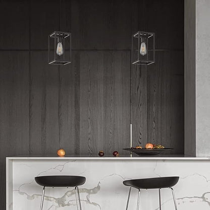 1 Light Hanging Rustic Farmhouse 5.7" Metal Lantern Cage Pendant Ceiling Light Fixture Over Sink Dining Room Bedroom Kitchen Island 3 Pack Oil Rubbed Bronze