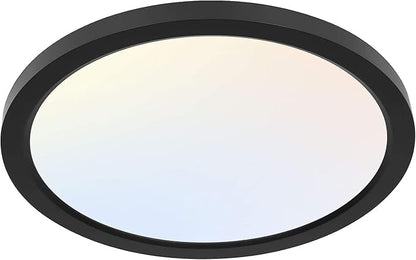 hykolity 12 Inch Selectable CCT LED Round Flat Panel Light, 24W 3000K/4000K/5000K, Edge-Lit Flush Mount Ceiling Light Fixture for Kitchen, Bedroom, Laundry and Closet Room, Black