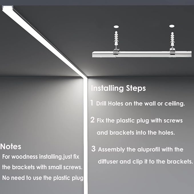 Besseto 20Pack 3.3Ft/1M Black LED Aluminum Channel,LED Strip Light Diffuser Aluminum Channel Profile Housing Track for Under Cabinet Counter and Stairs (Black-20Pack 3.3ft)