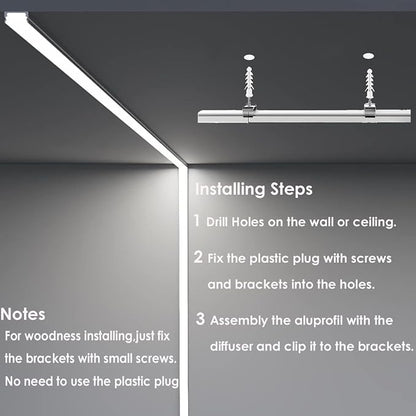 Besseto 20Pack 3.3Ft/1M Black LED Aluminum Channel,LED Strip Light Diffuser Aluminum Channel Profile Housing Track for Under Cabinet Counter and Stairs (Black-20Pack 3.3ft)